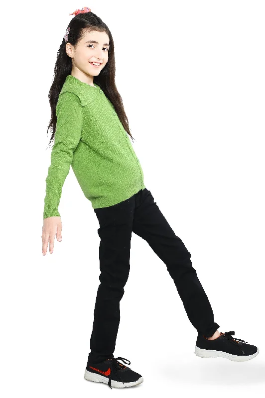 Polyester Knit TopsGirls Sweater SKU: KGE-0161-GREEN