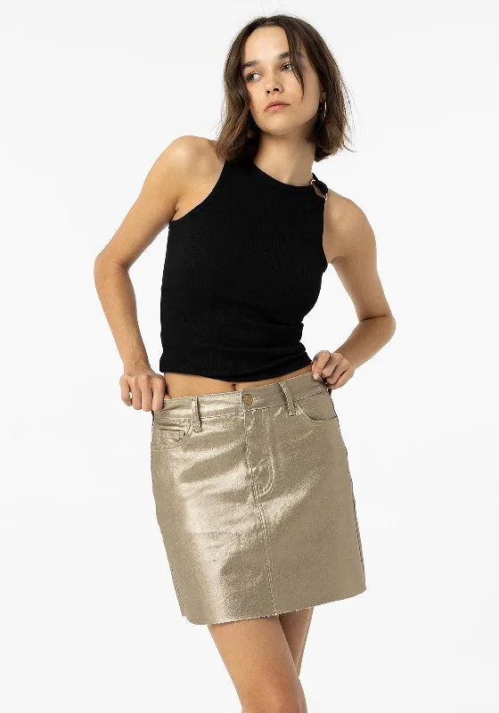 Tiffosi Womens Naomi Metallic Mini Skirt, GoldAsymmetrical Skirt