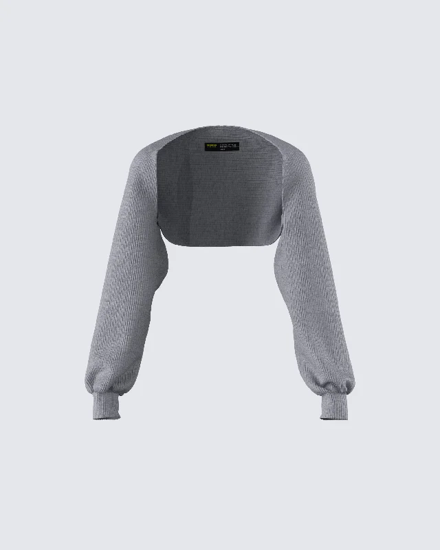 Hiking Knit TopsIlana Grey Rib Shrug Sweater Top