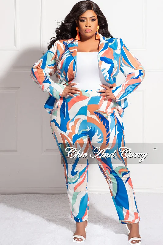 Final Sale Plus Size 2pc Suit in Multi Color Design PrintWomen's travel tops