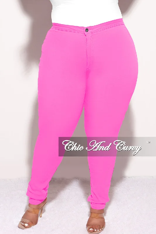 Final Sale Plus Size Jeans in Neon Pink (Jeans Only)Large women's waterproof tops