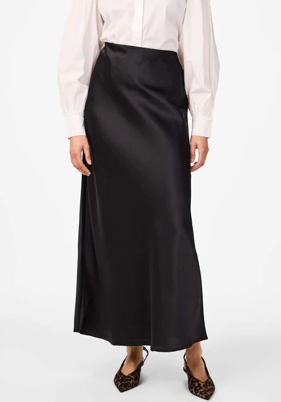 Y.A.S Pella Satin High Waisted Maxi Skirt, BlackHoop Skirt