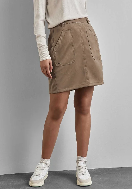 Street One Faux Suede Mini Skirt, BrownPleated Skirt