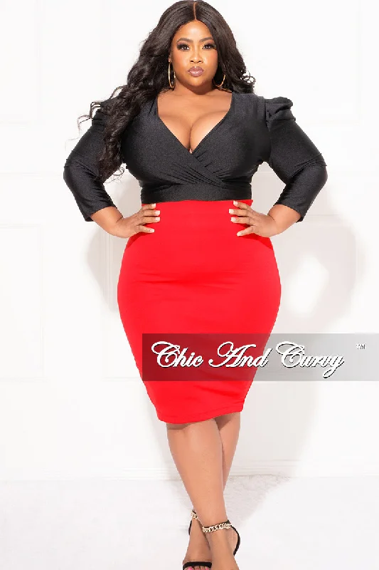 Final Sale Plus Size Pencil Skirt in RedFashionable plus size women's tops