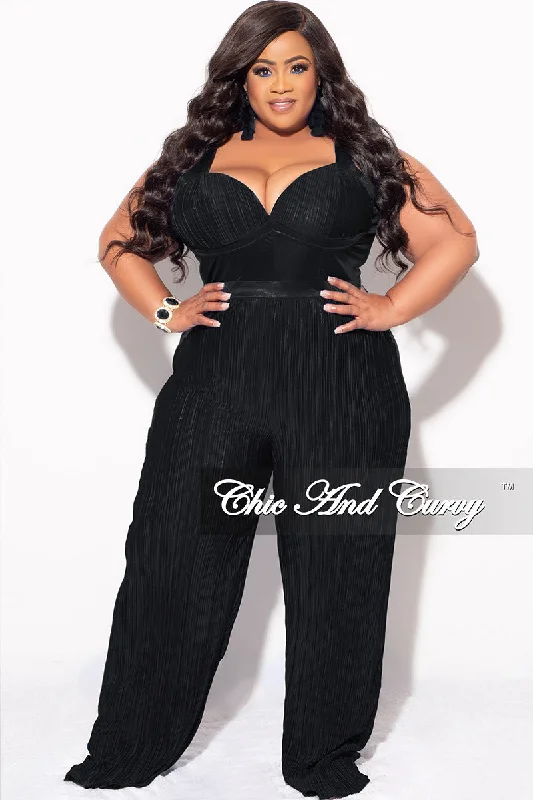 Final Sale Plus Size Pleated Jumpsuit in BlackWomen's wedding tops