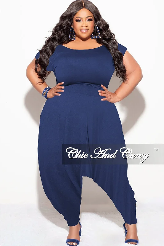 Final Sale Plus Size Harem Jumpsuit in NavyWomen's dating tops