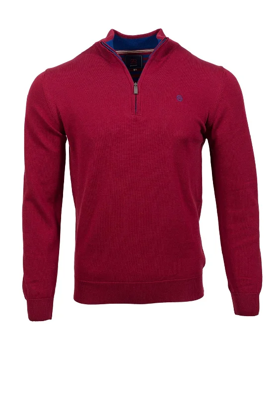 Band Merch Knit TopsAndre Arklow Half Zip Sweater, Merlot