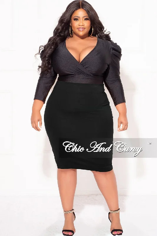 Final Sale Plus Size Pencil Skirt in BlackKnitted Shirt