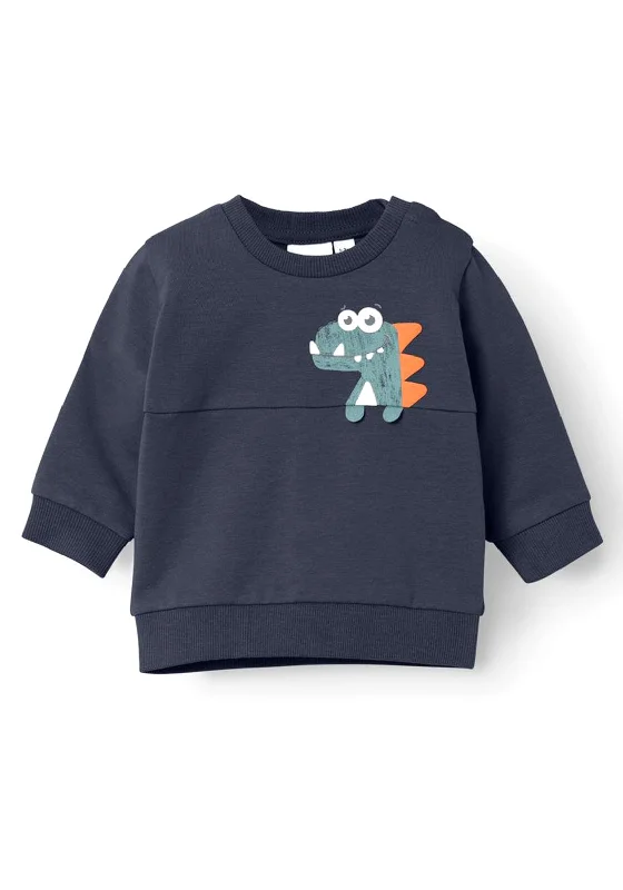 Logo Knit TopsName It Baby Boy Diego Long Sleeve Sweater, Dark Sapphire