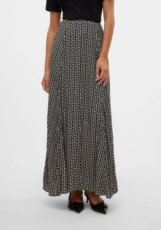 Vero Moda Aware Miranda Patterned Maxi Skirt, BlackCocktail Skirt