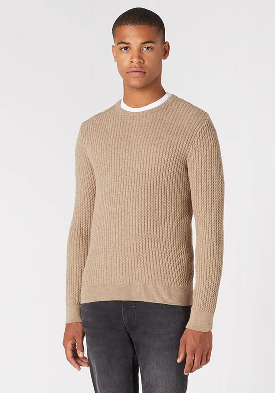 Cashmere Knit TopsRemus Uomo Cable Knit Sweater, Camel