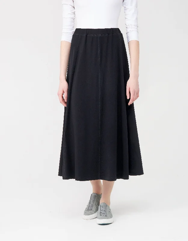 29"-33"-35"-37"-39" Jersey Aline Skirt with Elastic Waist and Stitched SeamsMini Skirt