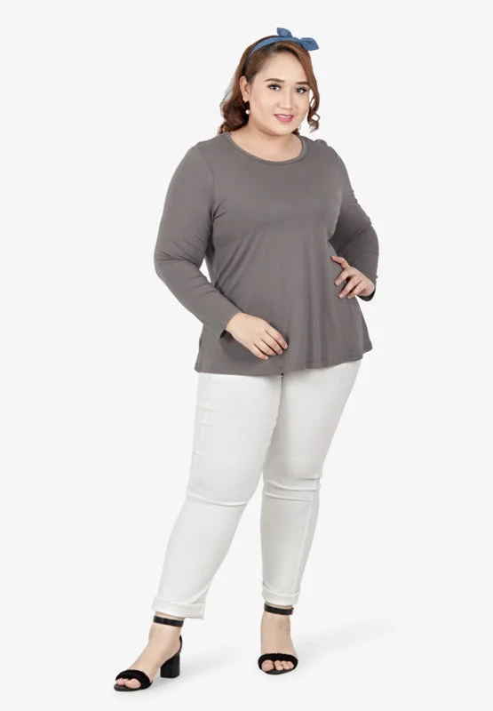 Bambi Plus Size Long Sleeve Bra Top - Moss GreyLarge women's blended tops