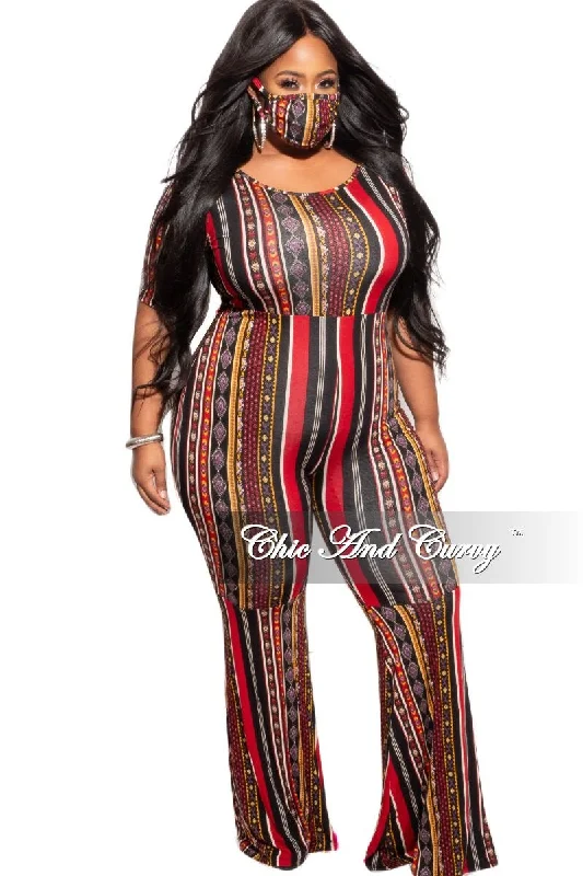 Final Sale Plus Size Bell Bottom Jumpsuit in Multicolor StripeLarge women's cardigan tops