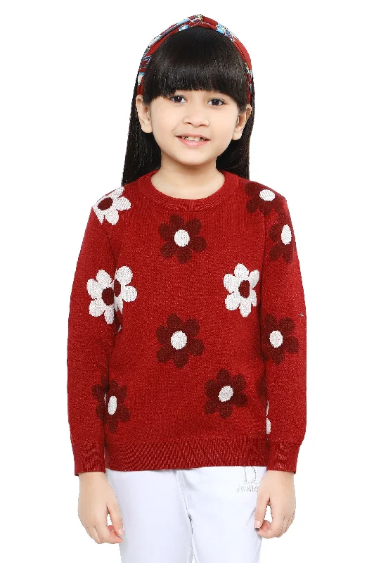 Bamboo Knit TopsGirls Sweater SKU: KGE-0154-RED