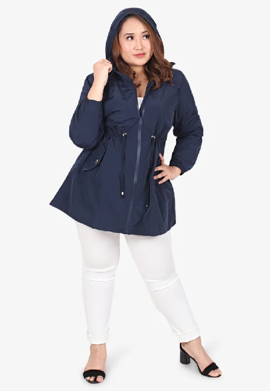 Windsor Plus Size Travel Windbreaker - Navy BlueLarge women's cropped tops