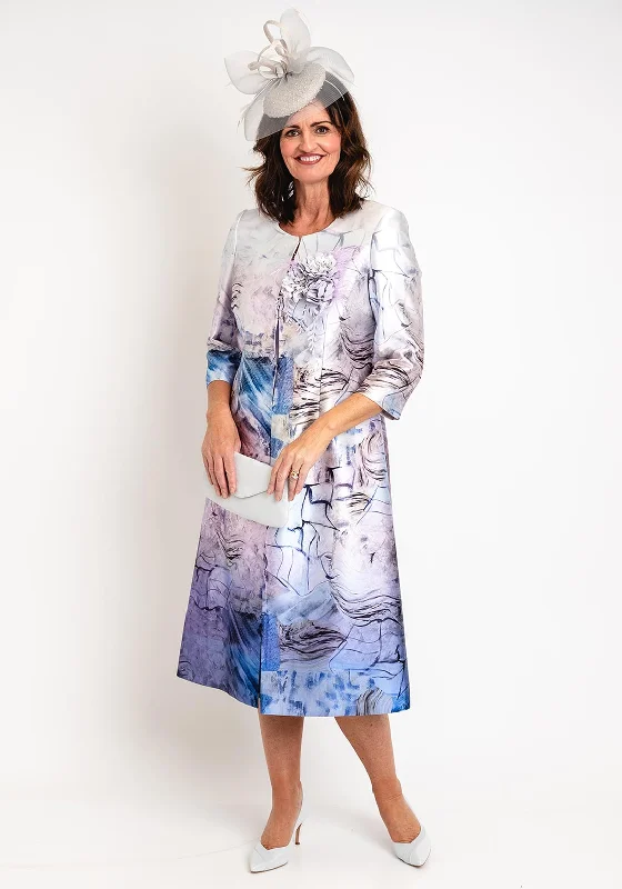 Kaftan DressOphelia Melita Gina Satin Print Jacket & Dress Set, Lilac