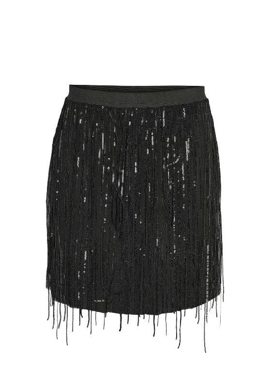 Noisy May Starlet Sequin Mini Skirt, BlackA-line Skirt