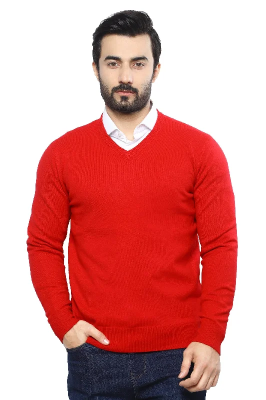 Wool Knit TopsGents Sweater SKU: SA608-RED