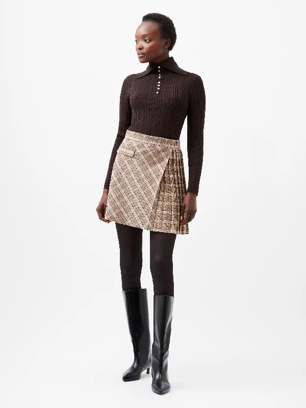 Gina Check Pleated Mini SkirtGeometric Skirt