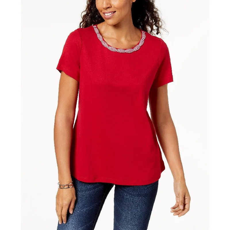 BustierKaren Scott Women's Cotton Braided Top Red Amore Size 2 Extra Large - XX-Large