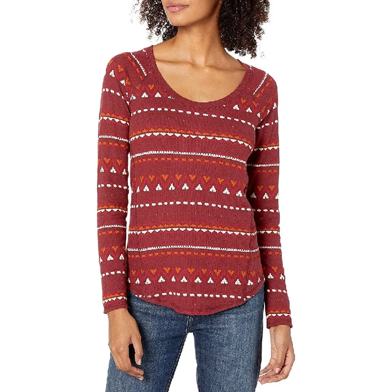 Denim BraLucky Brand Women's Fair Isle Pattern Cotton Thermal Top Red Size X-Large