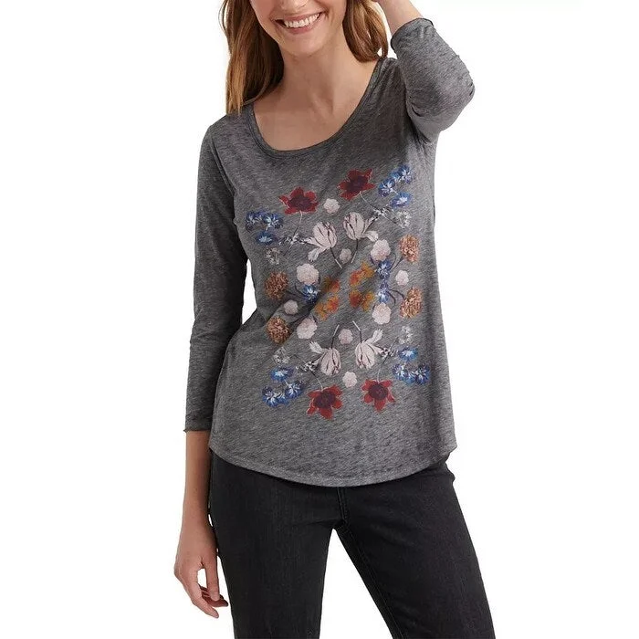 Maximizer BraLucky Brand Women's Floral Print Tee Grey Size X-Large