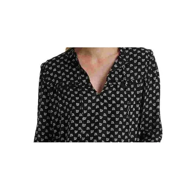 Mastectomy BraLucky Brand Women's Miriam Ruffle Top Black Multi Size Medium