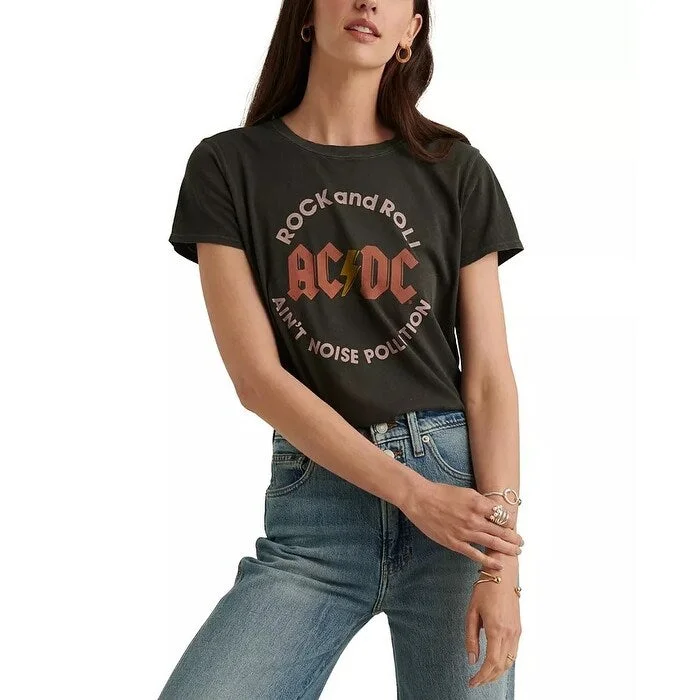 Crochet BraLucky Brand Women's Ac/Dc Graphic Tee Black Size X-Small