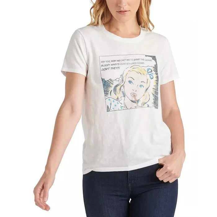 Organic Cotton BraLucky Brand Women's Comic Graphic Tee White Size X-Large