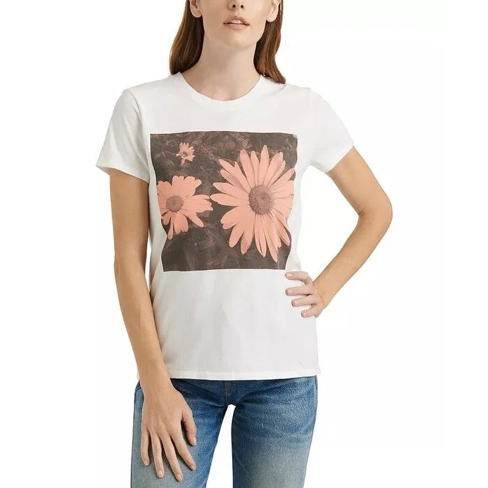 Mastectomy BraLucky Brand Women's Daisy Graphic Tee White Size X-Large