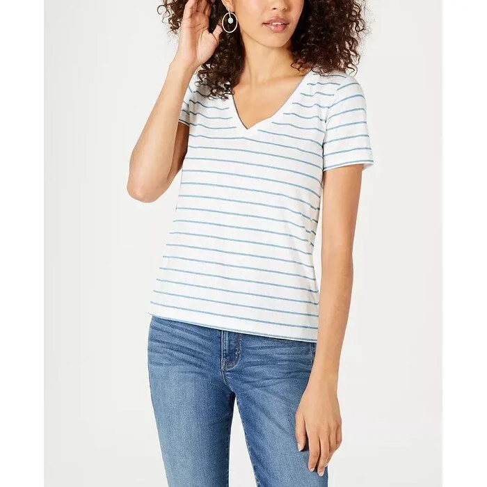 Strapless Backless BraLucky Brand Women's Stripe Burnout Tee Blue Stripe Blue Size Large