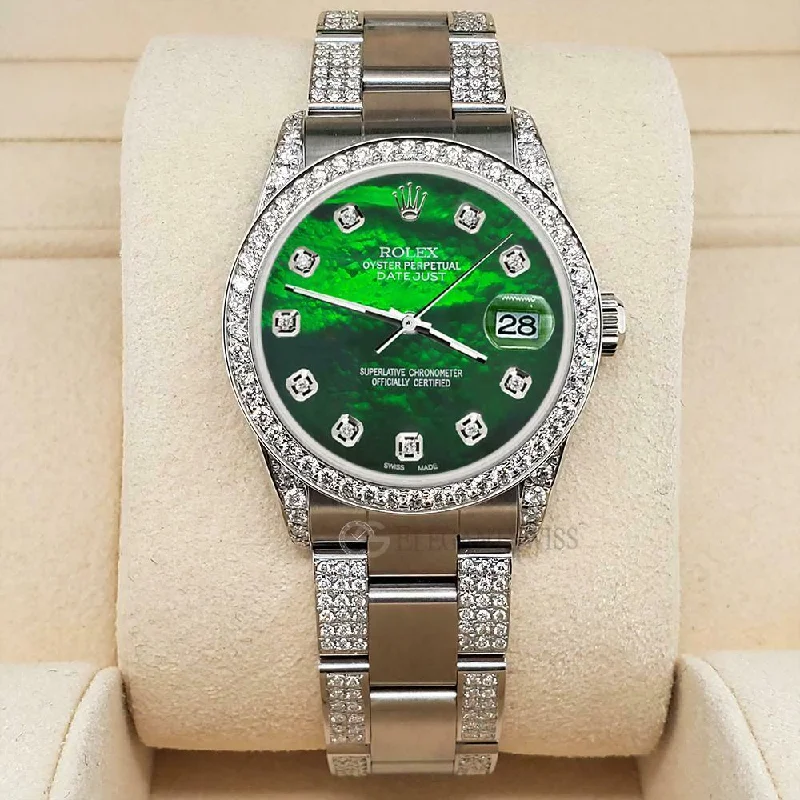 Sweetheart BraRolex Datejust 31mm 3.5ct Diamond Bezel/Lugs/Bracelet/Green MOP Dial Steel Watch TFJ-142508821