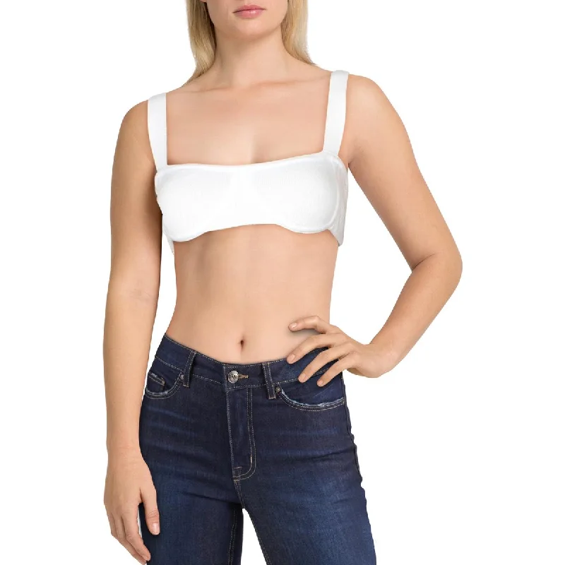 Peephole BraDanielle Bernstein Womens Straight Neck Ribbed Bralette