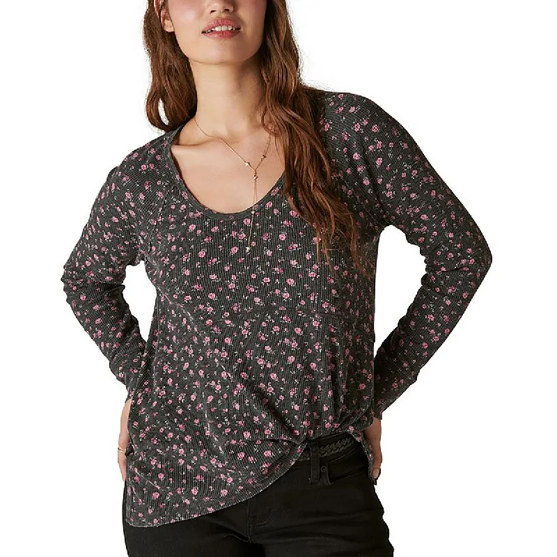 Lounge BraLucky Brand Womens Scoop Neck Floral Thermal Top