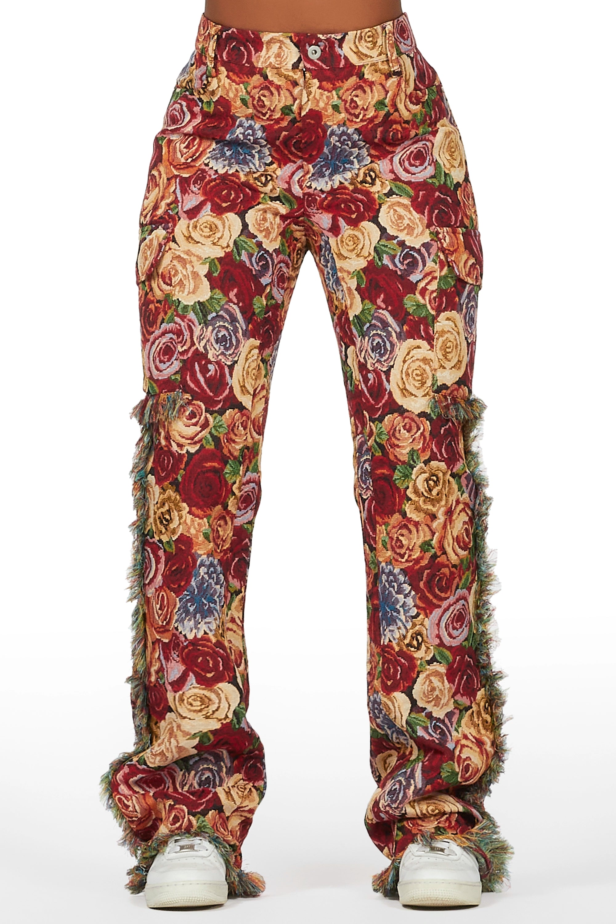 Darresha Red Floral Tapestry Stacked PantCarpenter Pants