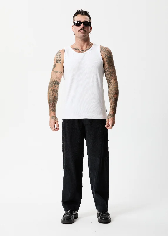 AFENDS Mens Asta - Corduroy Relaxed Pants - BlackLow-rise