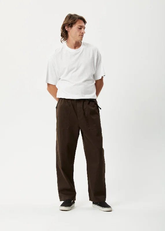 AFENDS Mens Cabal - Elastic Waist Relaxed Pants - EarthFishing Pants