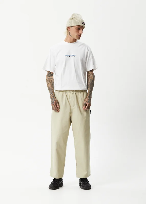 AFENDS Mens Ninety Eights - Elastic Waist Pants - CementPatched Pants