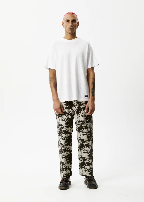 AFENDS Mens Ninety Eights - Baggy Elastic Waist Pants - Earth CamoSnow Pants