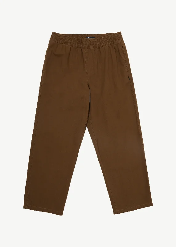 AFENDS Mens Ninety Eights - Baggy Elastic Waist Pants - ToffeeEmbroidered Pants