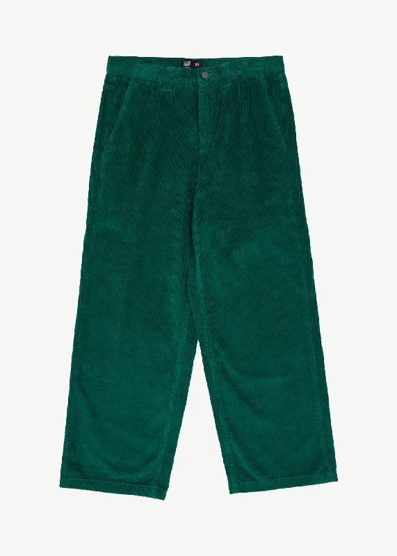 AFENDS Mens Pablo Union - Corduroy Baggy Pants - EmeraldStriped Pants