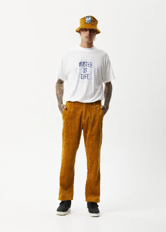 AFENDS Mens Waterfall Ninety Twos - Corduroy Relaxed Pants - MustardAnkle Pants