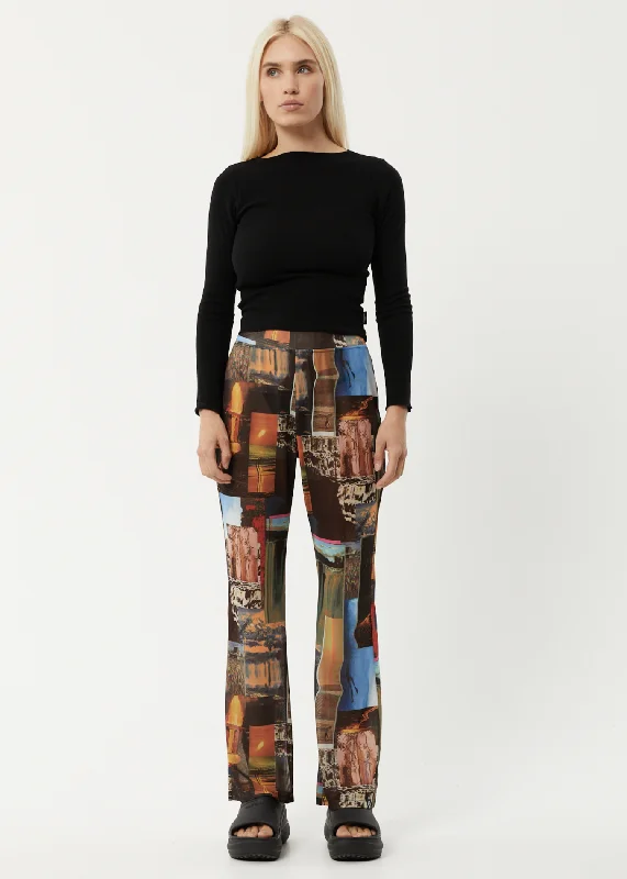 AFENDS Womens Boulevard - Sheer Flared Pants - MultiTrack Pants