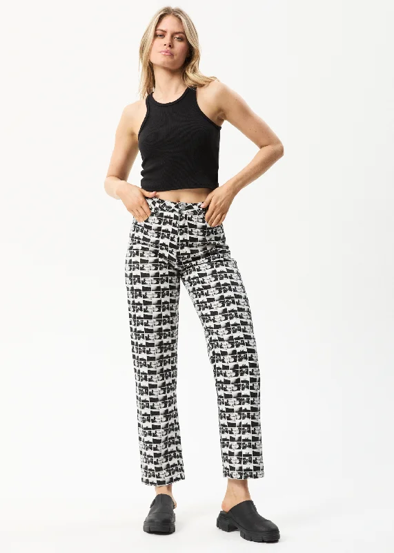 AFENDS Womens Chaos Shelby - Wide Leg Pants - BlackJeggings