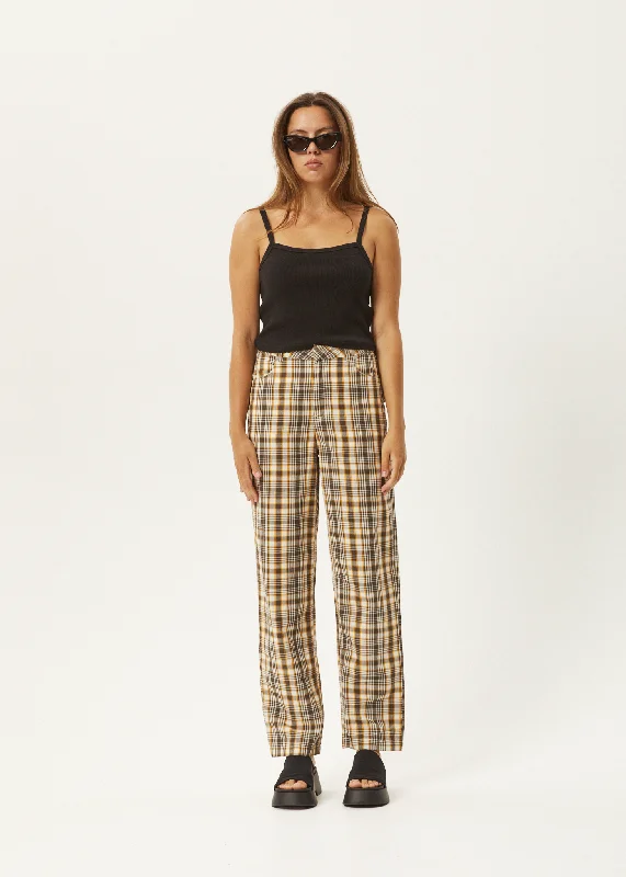 AFENDS Womens Check Out Shelby - Pants - Moonbeam CheckCycling Pants