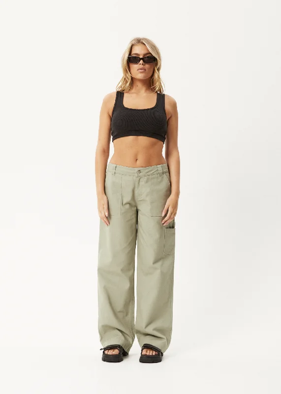 AFENDS Womens Lexi - Low Rise Carpenter Pants - EucalyptusCargo Shorts