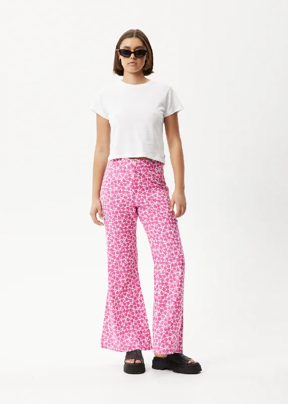 AFENDS Womens Madeline Birkin - Flared Pants - Bubblegum FloralHarem Pants