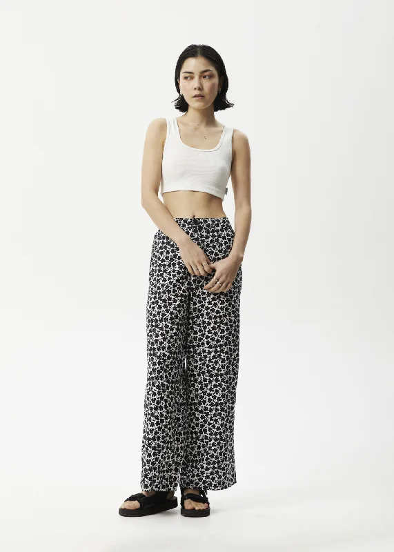 AFENDS Womens Madeline Sienna - Wide Leg Pants - Black FloralCulottes