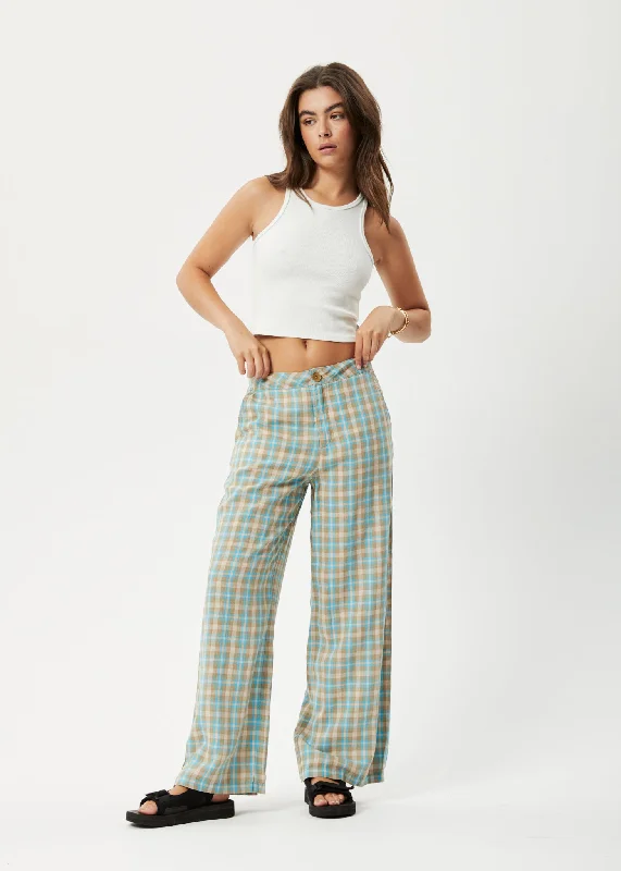 AFENDS Womens Millie Sienna - Wide Leg Pants - Tan CheckRain Pants